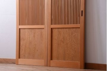 アンティーク　高級品!秋田杉一枚板の木味格子帯戸