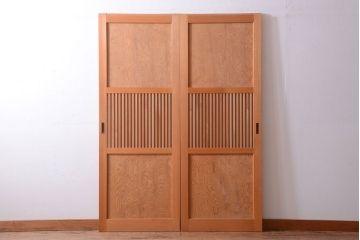 アンティーク　高級品!秋田杉一枚板の木味格子帯戸