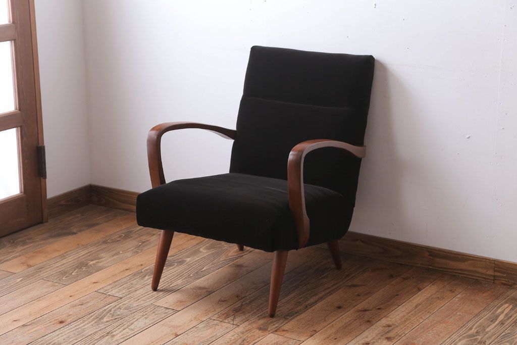 アンティーク家具　アンティーク　シンプルな1人掛けアームソファ(1)