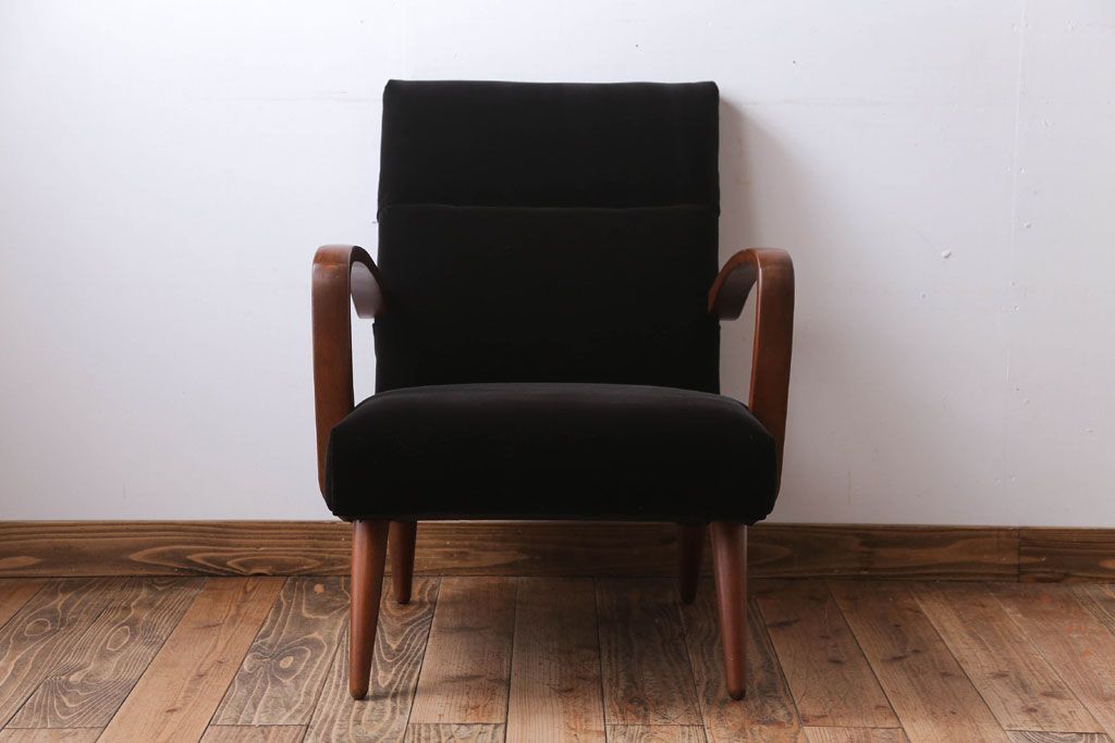 アンティーク家具　アンティーク　シンプルな1人掛けアームソファ(1)