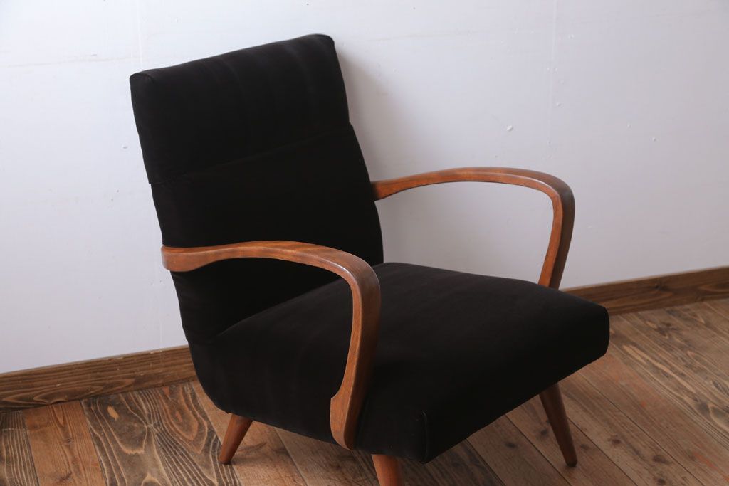 アンティーク家具　アンティーク　シンプルな1人掛けアームソファ(2)