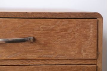 レトロ家具　昭和レトロ　古いナラ材のアンティーク小引き出し