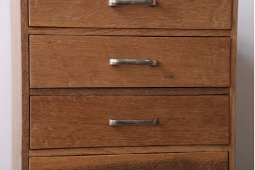 レトロ家具　昭和レトロ　古いナラ材のアンティーク小引き出し