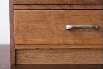 レトロ家具　昭和レトロ　古いナラ材のアンティーク小引き出し