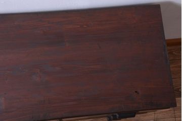 アンティーク家具　和製アンティーク　前面栗材の鉄脚付き時代箪笥ローボード(2)