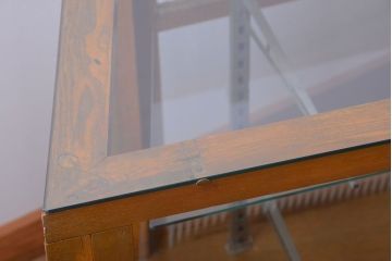 アンティーク家具　和製アンティーク　特大サイズ!モールガラス入りの珍しい曲げガラスショーケース