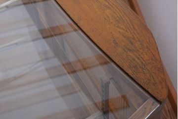 アンティーク家具　和製アンティーク　特大サイズ!モールガラス入りの珍しい曲げガラスショーケース