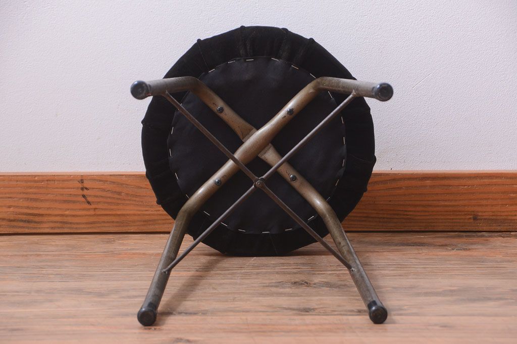 アンティーク家具　和製アンティーク　古い鉄脚のスツール(1)