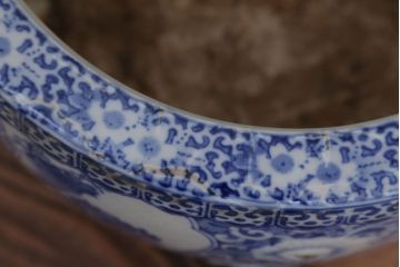 アンティーク雑貨　古民具・骨董　図柄の美しいアンティーク瀬戸火鉢