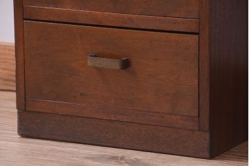 アンティーク家具　和製アンティーク　古い木製の縦型収納棚(ガラス戸棚)