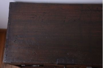 アンティーク家具　古民具・骨董　明治期　重厚な金具のアンティーク帳場箪笥