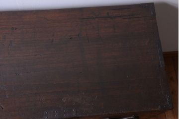 アンティーク家具　古民具・骨董　明治期　重厚な金具のアンティーク帳場箪笥