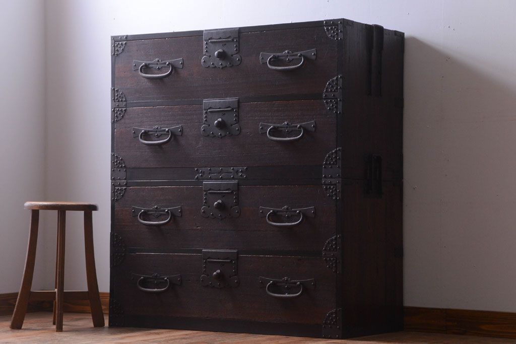 古美術江戸期　古箪笥　骨董品　アンティーク　インテリア 薬箪家具 古道具 民藝 侘寂 骨董 富山薬箪笥 古美術Antique