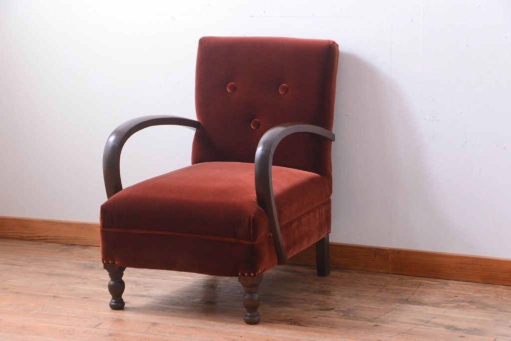 レトロ家具　和製アンティーク　レトロな1人掛けアームソファ(1)