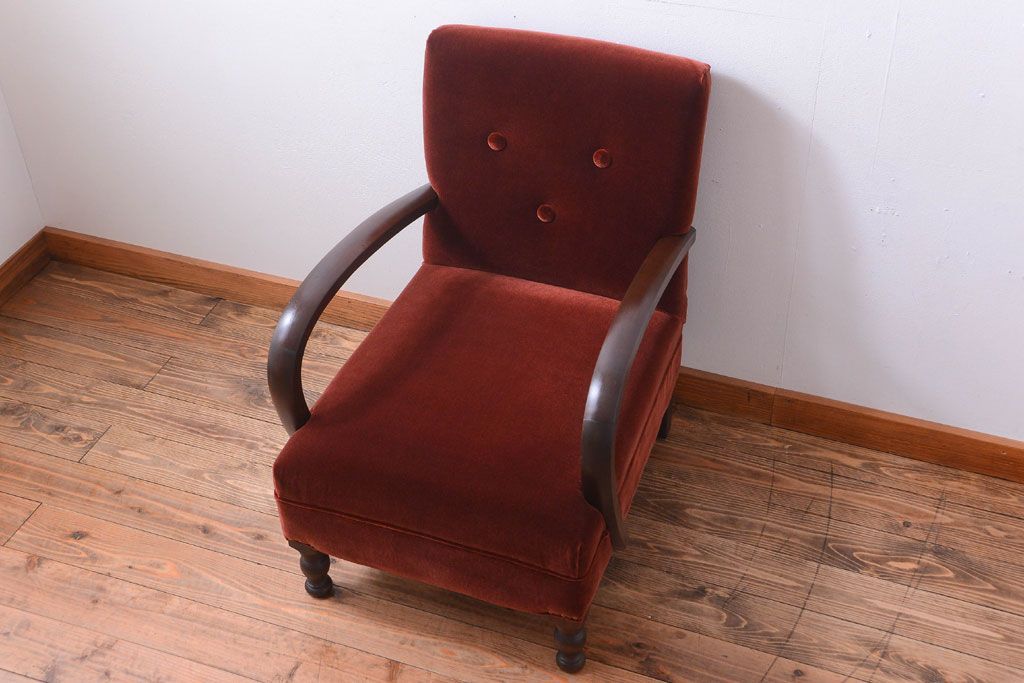 レトロ家具　和製アンティーク　レトロな1人掛けアームソファ(1)