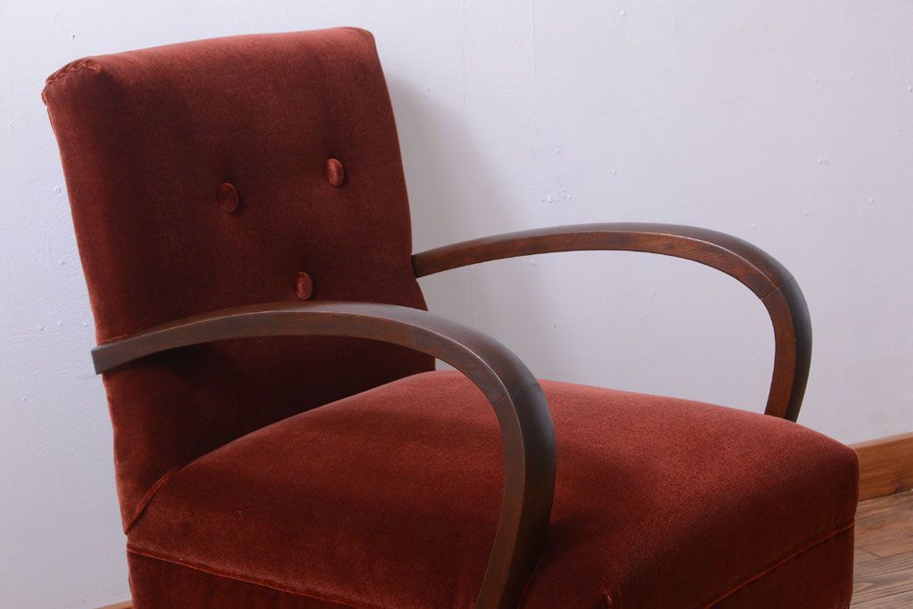 レトロ家具　和製アンティーク　レトロな1人掛けアームソファ(1)