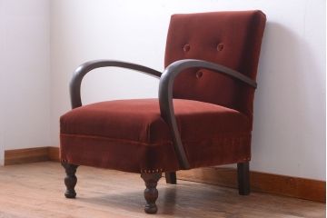 レトロ家具　和製アンティーク　レトロな1人掛けアームソファ(1)