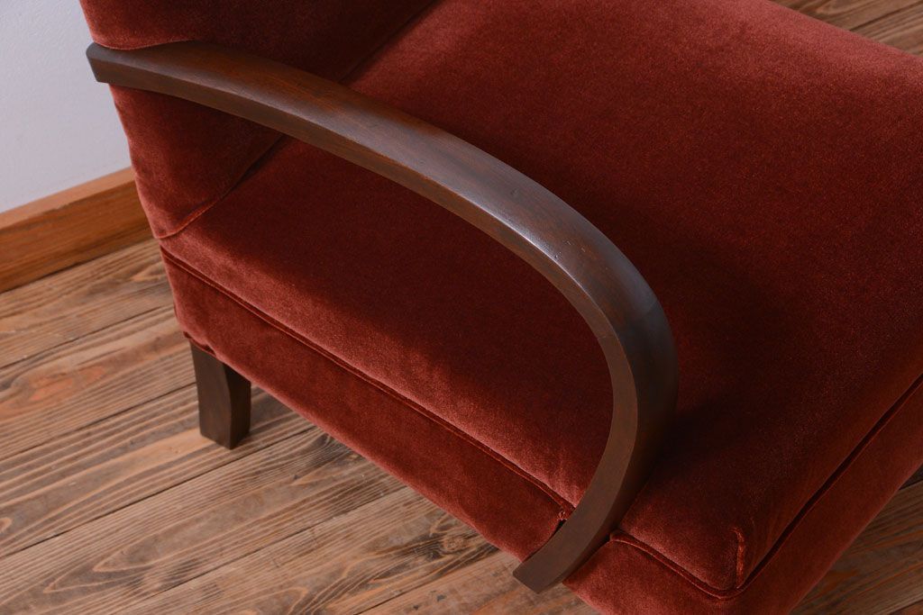 レトロ家具　和製アンティーク　レトロな1人掛けアームソファ(1)