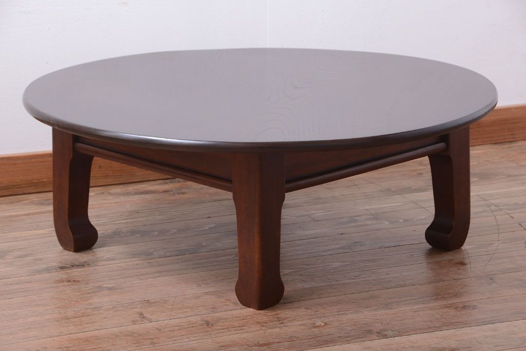 アンティーク家具　古民具・骨董　総欅!一枚板天板のアンティーク丸座卓