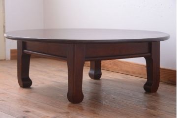 アンティーク家具　古民具・骨董　総欅!一枚板天板のアンティーク丸座卓