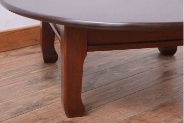 アンティーク家具　古民具・骨董　総欅!一枚板天板のアンティーク丸座卓