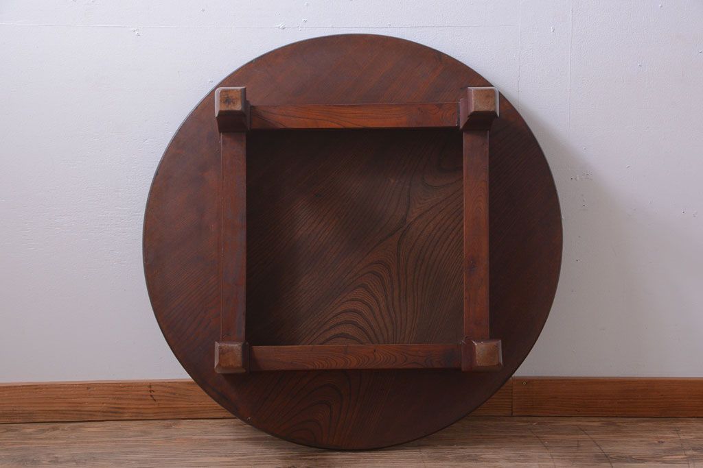 アンティーク家具　古民具・骨董　総欅!一枚板天板のアンティーク丸座卓