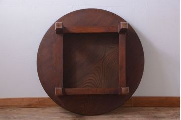 アンティーク家具　古民具・骨董　総欅!一枚板天板のアンティーク丸座卓