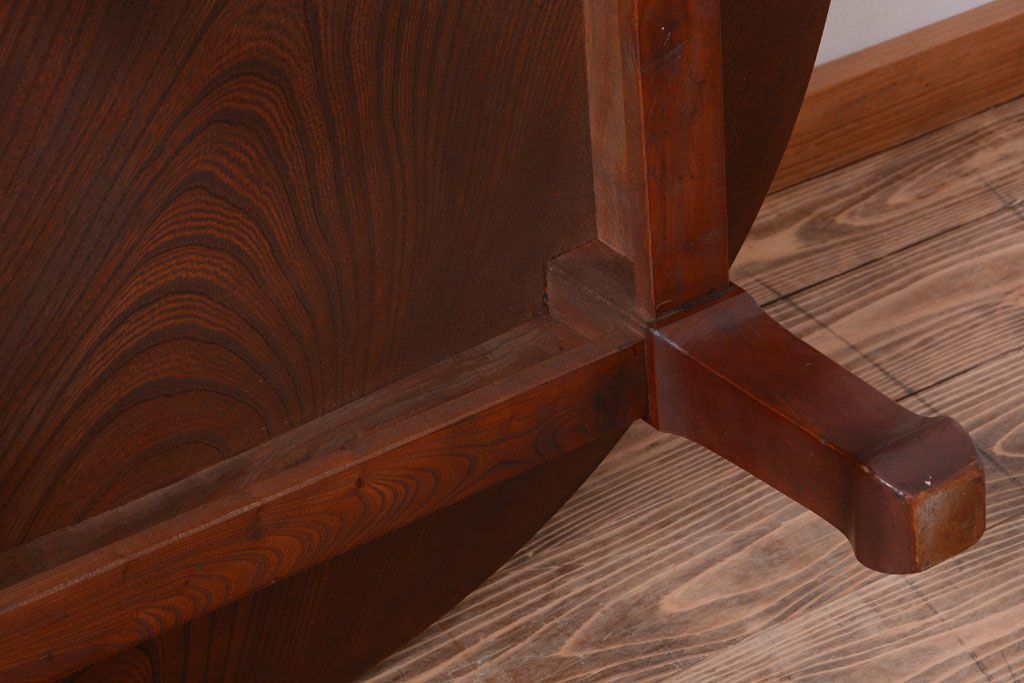 アンティーク家具　古民具・骨董　総欅!一枚板天板のアンティーク丸座卓