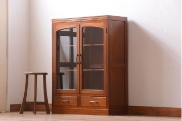 アンティーク家具　和製アンティーク　古い木の小ぶりな引き出し付き本箱