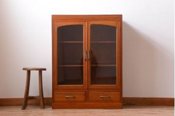 アンティーク家具　和製アンティーク　古い木の小ぶりな引き出し付き本箱