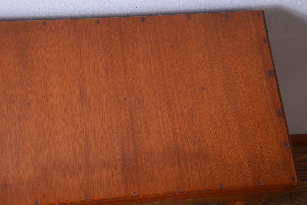 アンティーク家具　和製アンティーク　古い木の小ぶりな引き出し付き本箱