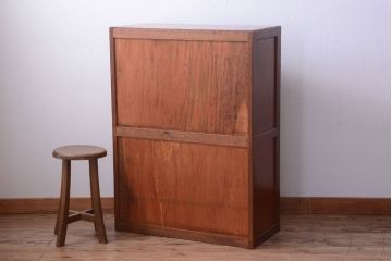 アンティーク家具　和製アンティーク　古い木の小ぶりな引き出し付き本箱