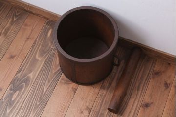 アンティーク雑貨　古民具・骨董　古い木製!アンティーク金具付きの一斗枡・斗棒セット