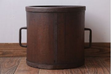 アンティーク雑貨　古民具・骨董　古い木製!アンティーク金具付きの一斗枡・斗棒セット