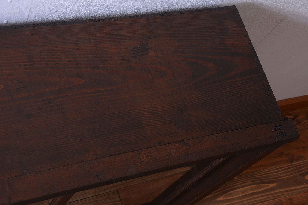 アンティーク家具　和製アンティーク　4枚引き戸付き!古い木製の横型戸棚