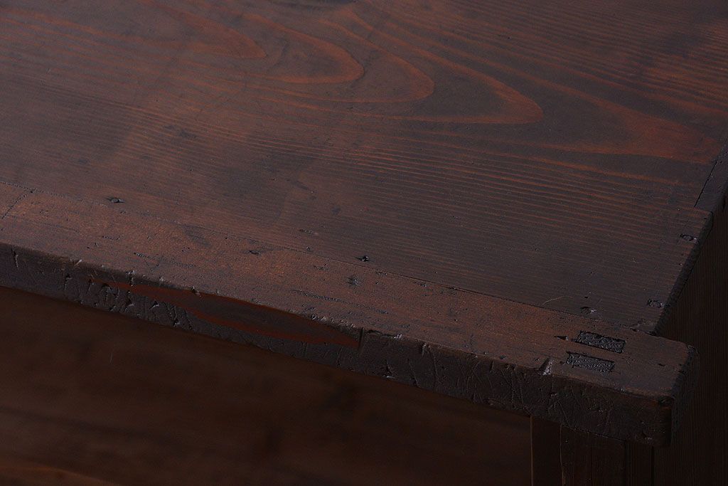 アンティーク家具　和製アンティーク　4枚引き戸付き!古い木製の横型戸棚