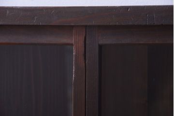 アンティーク家具　和製アンティーク　4枚引き戸付き!古い木製の横型戸棚