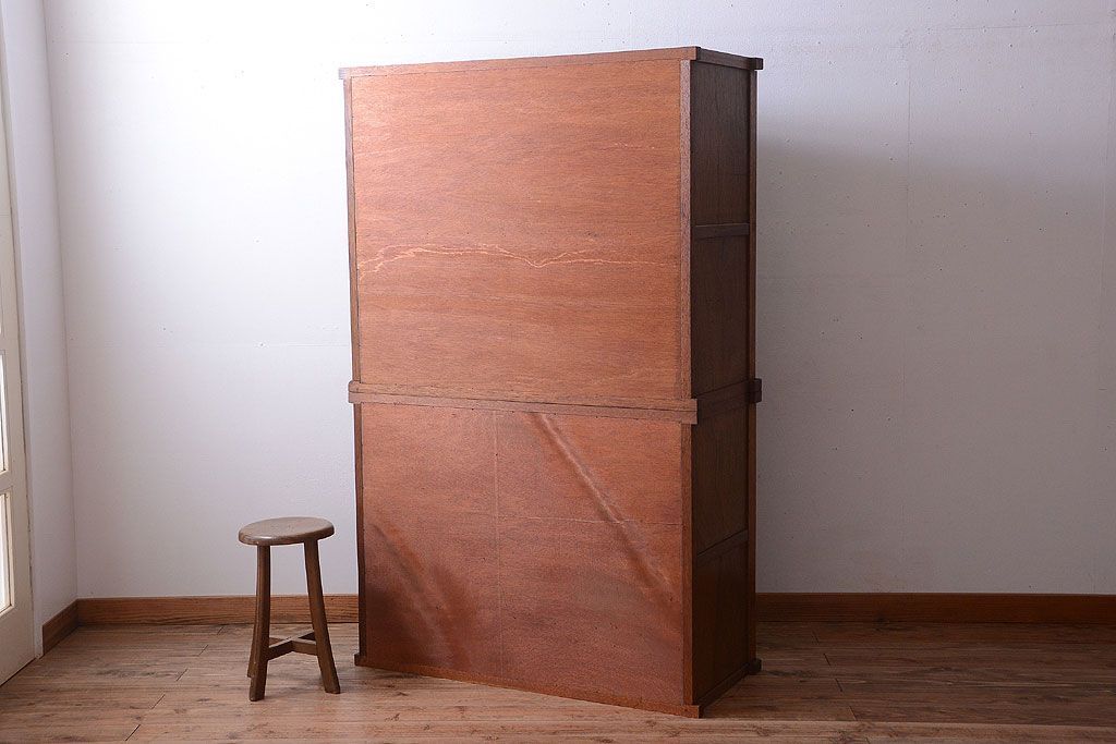 アンティーク家具　和製アンティーク　古い木製の縦型重ね収納棚