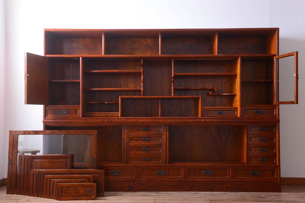 中古　民芸家具　超特大!高級重ね茶箪笥