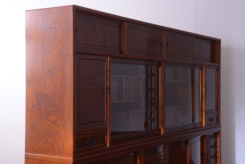 中古　民芸家具　超特大!高級重ね茶箪笥