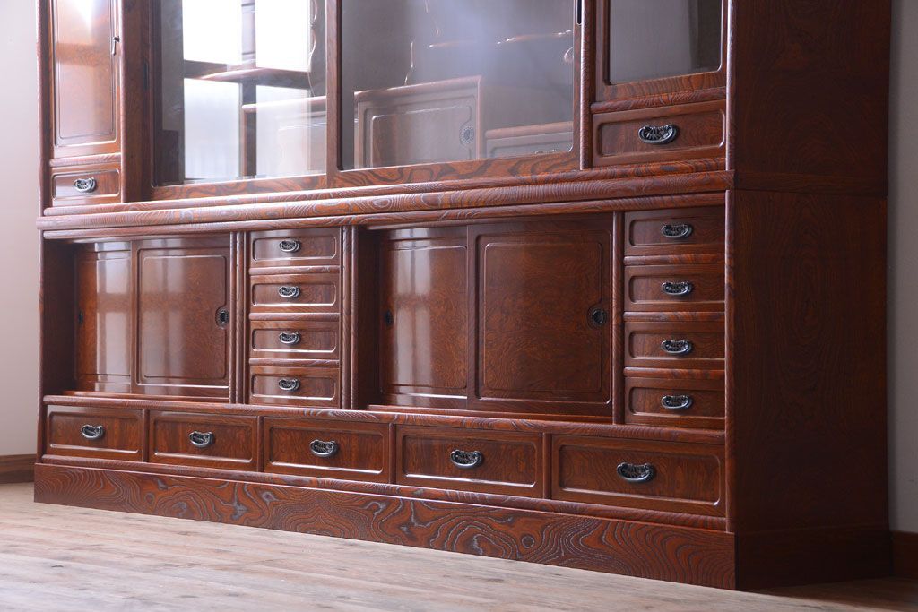 中古　民芸家具　超特大!高級重ね茶箪笥