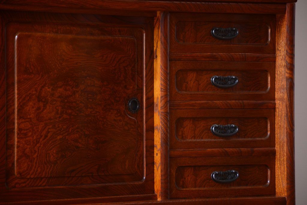 中古　民芸家具　超特大!高級重ね茶箪笥