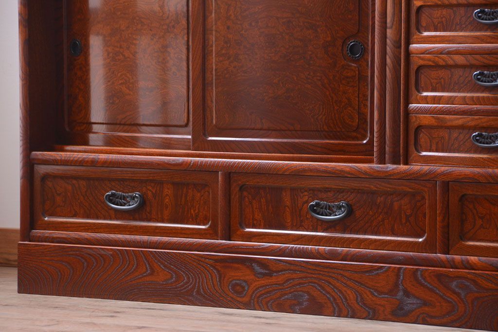 中古　民芸家具　超特大!高級重ね茶箪笥