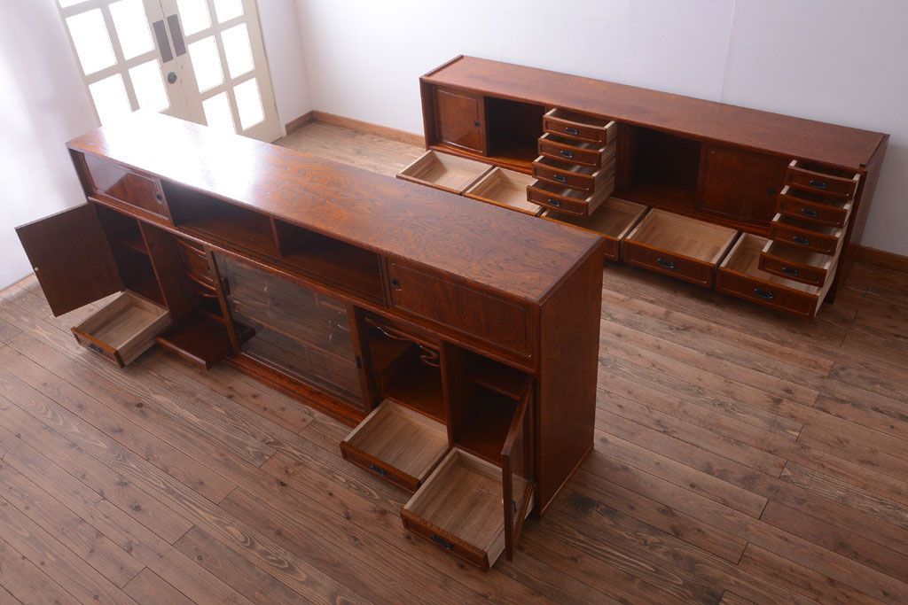 中古　民芸家具　超特大!高級重ね茶箪笥