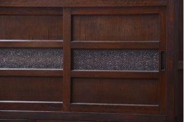 アンティーク家具　和製アンティーク　引き出し5杯付き!古い木のデザインガラス戸収納棚