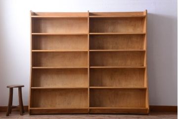 レトロ家具　昭和レトロ　大きなサイズ!厚手のナラ製アンティーク本棚(2)