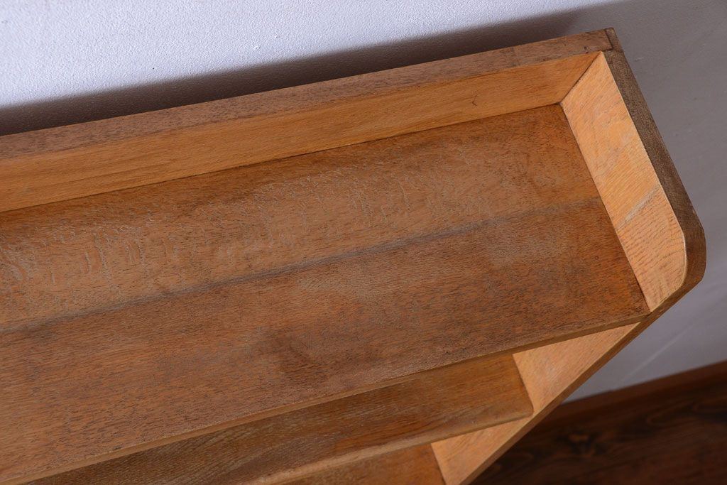 レトロ家具　昭和レトロ　大きなサイズ!厚手のナラ製アンティーク本棚(2)