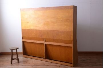 レトロ家具　昭和レトロ　大きなサイズ!厚手のナラ製アンティーク本棚(2)