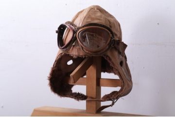 旧日本軍　飛行帽　ゴーグル付(航空隊)(R-018797)