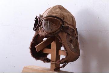 旧日本軍　飛行帽　ゴーグル付(航空隊)(R-018797)
